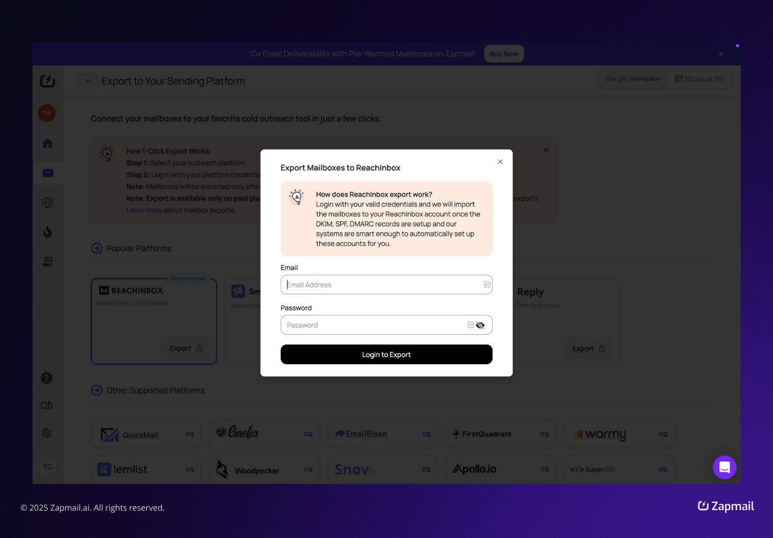 Export Signing in Zapmail