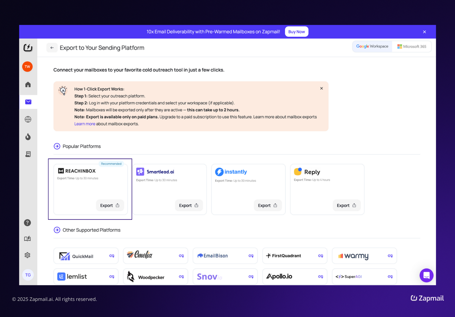 Export Platforms in Zapmail