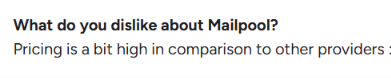 Mailpool G2 user review about pricing