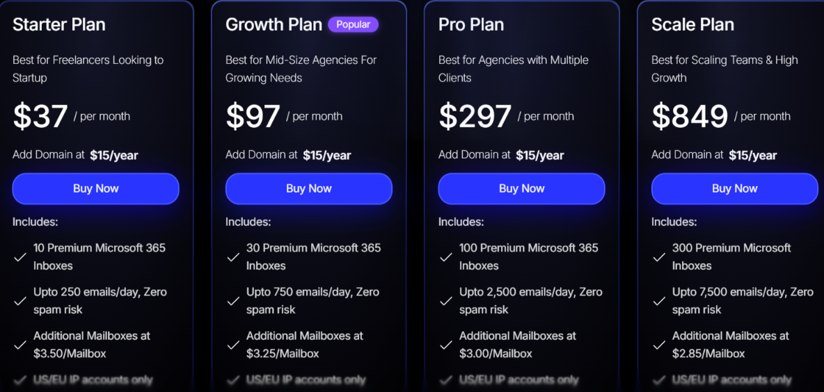 LiteMail pricing for Microsoft 365