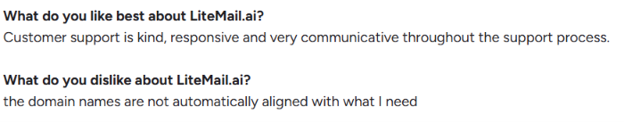 LiteMail G2 review about domain names