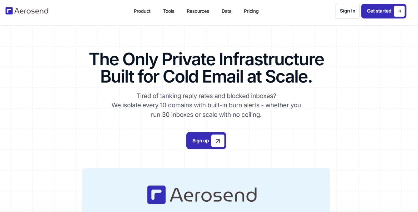 AeroSend homepage