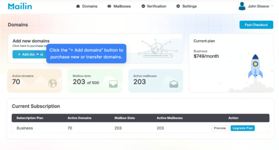 Add new domains on Mailin