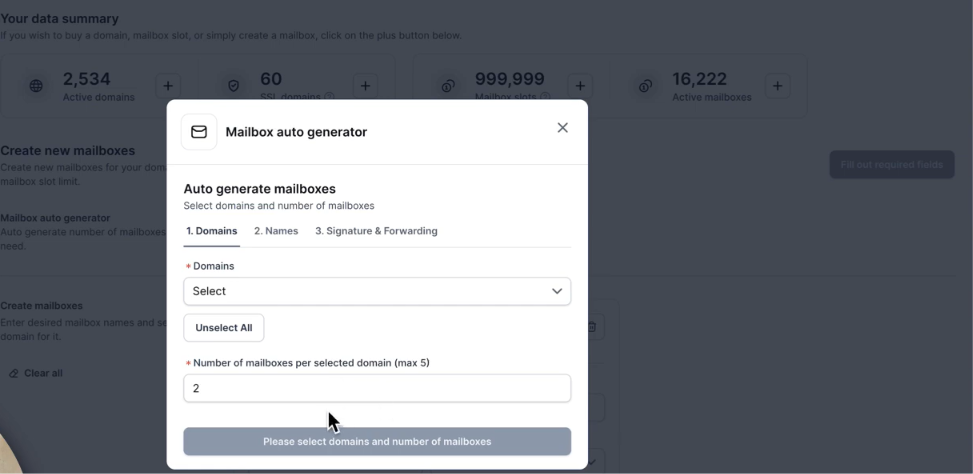 Mailbox auto generator