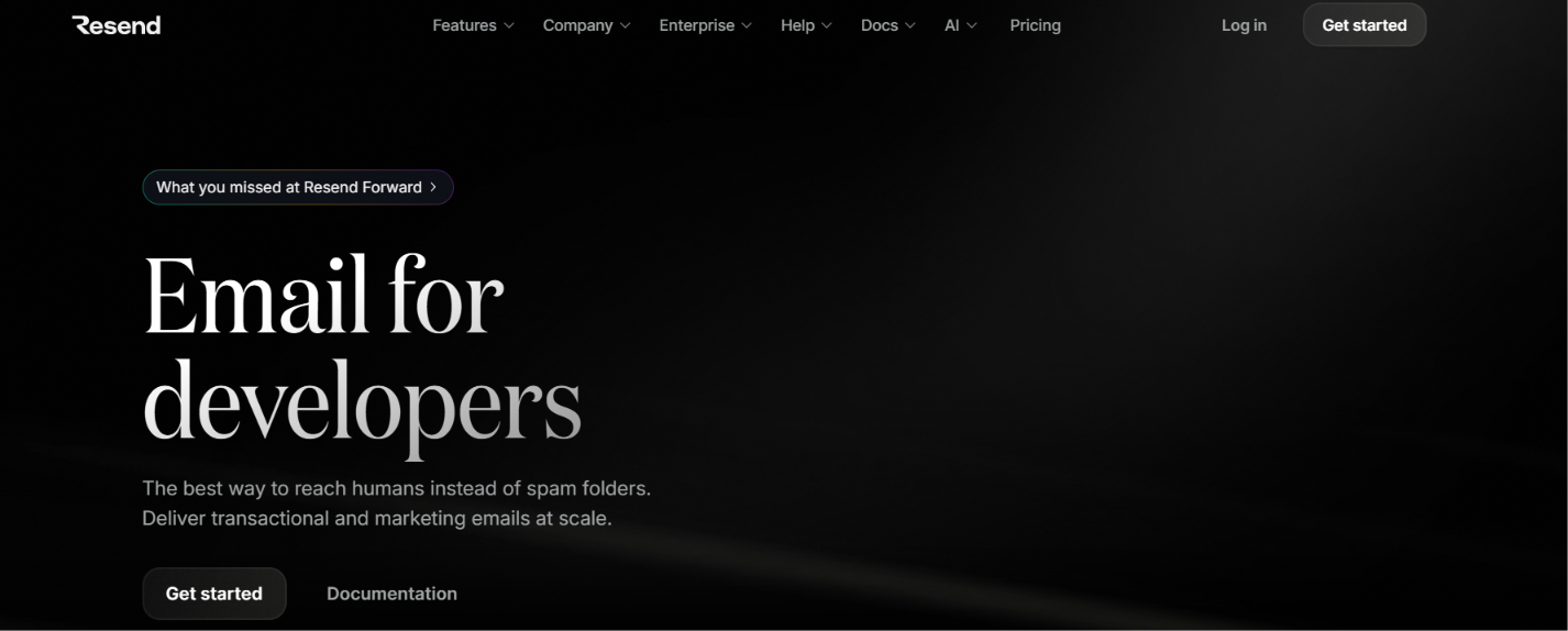 Resend homepage