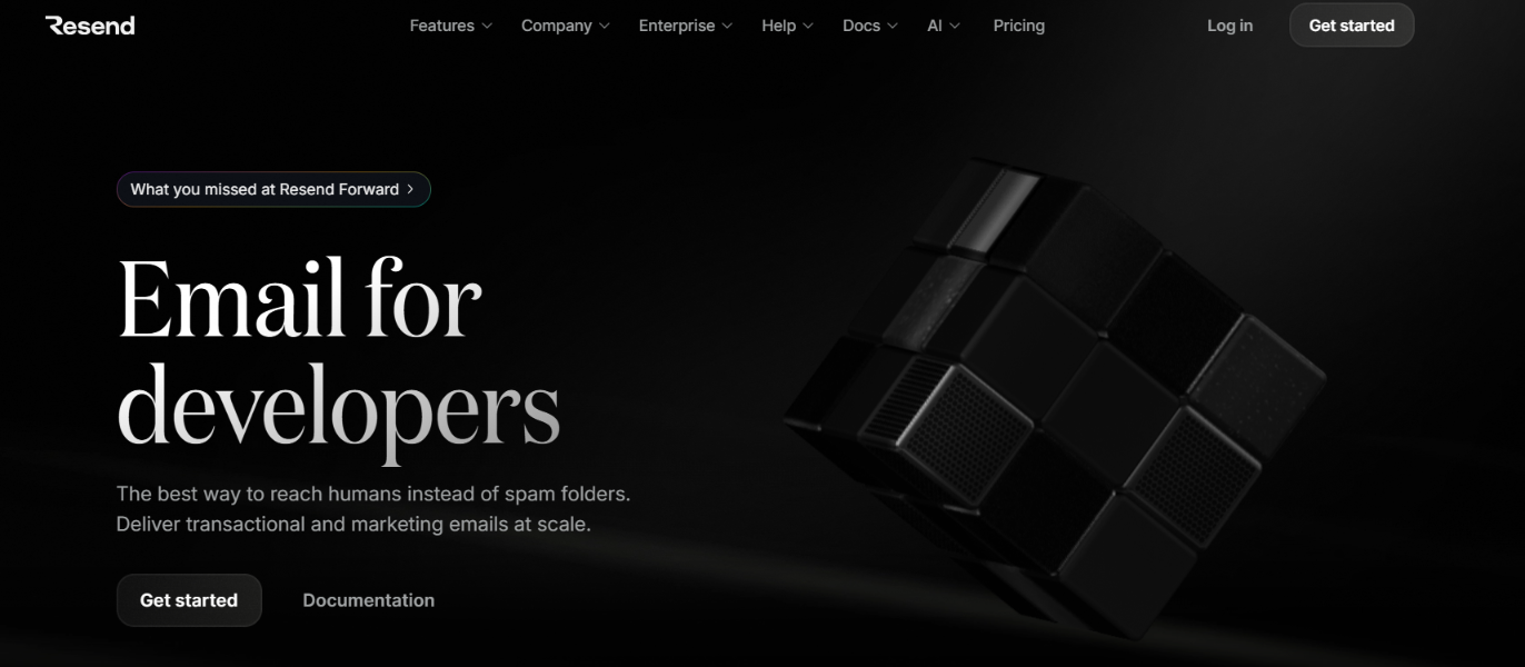 Resend homepage
