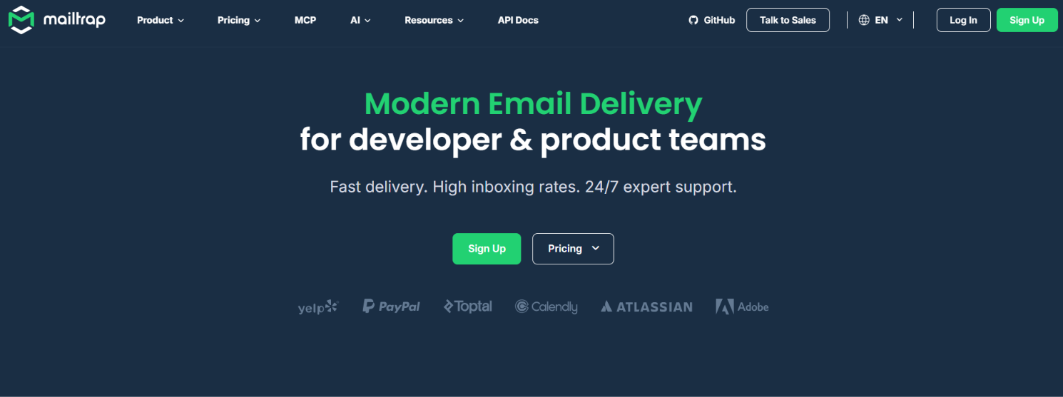 Mailtrap homepage