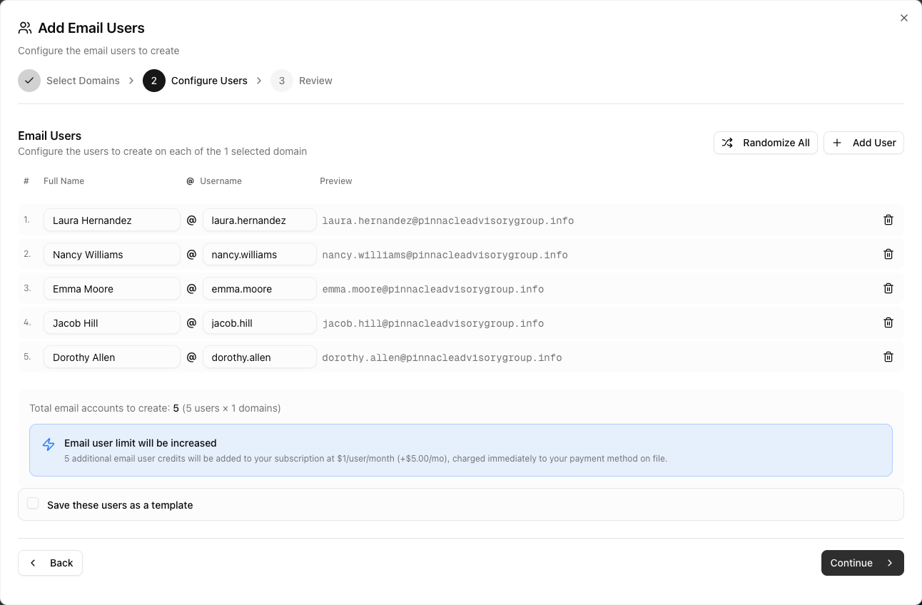 Create mailboxes on Winnr App