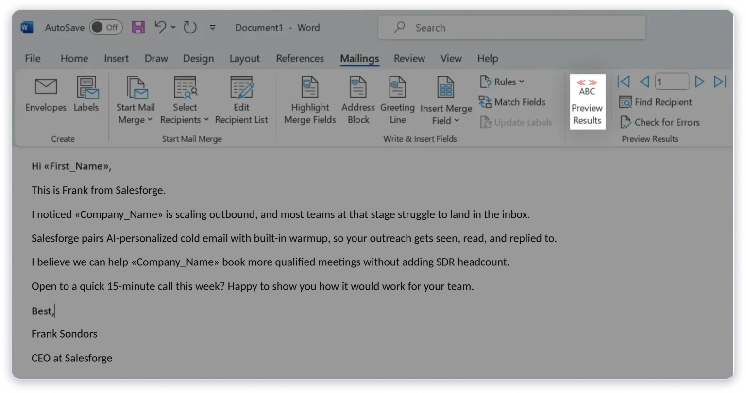 Step 5: Preview and Send Your Merged Emails