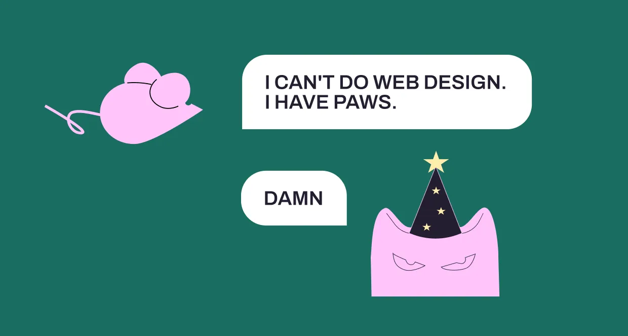 Comic — freelance designer saying I can't do web design, I have paws