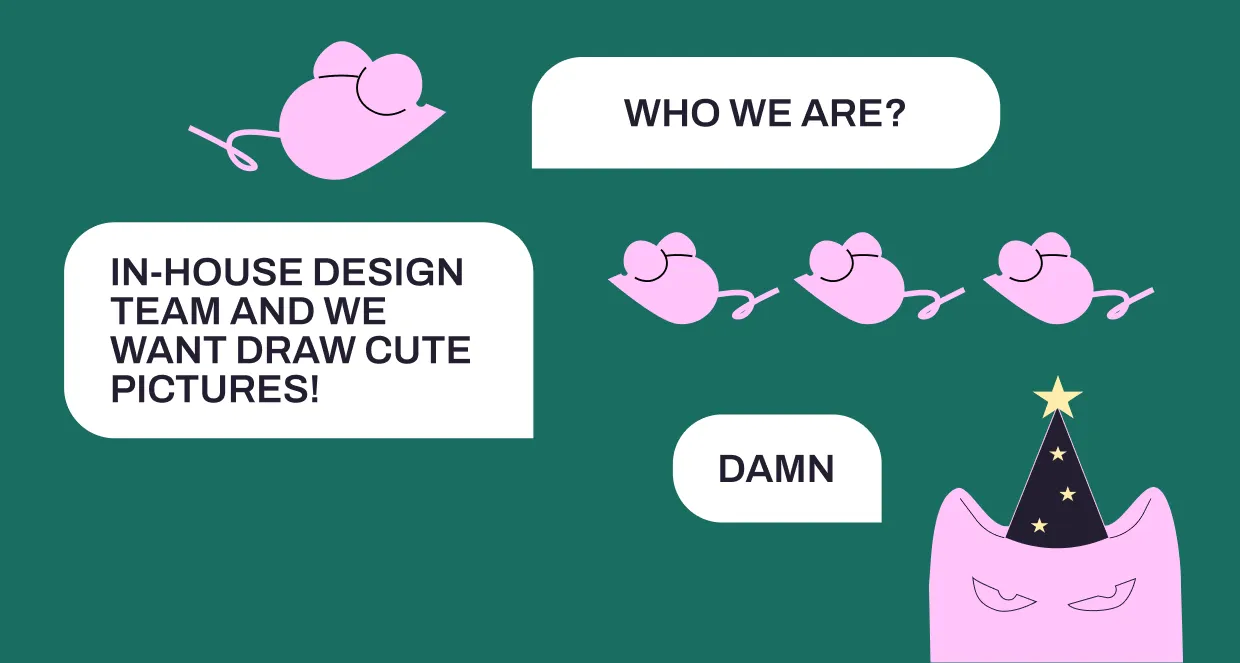 Comic — in-house design team saying we want draw cute pictures