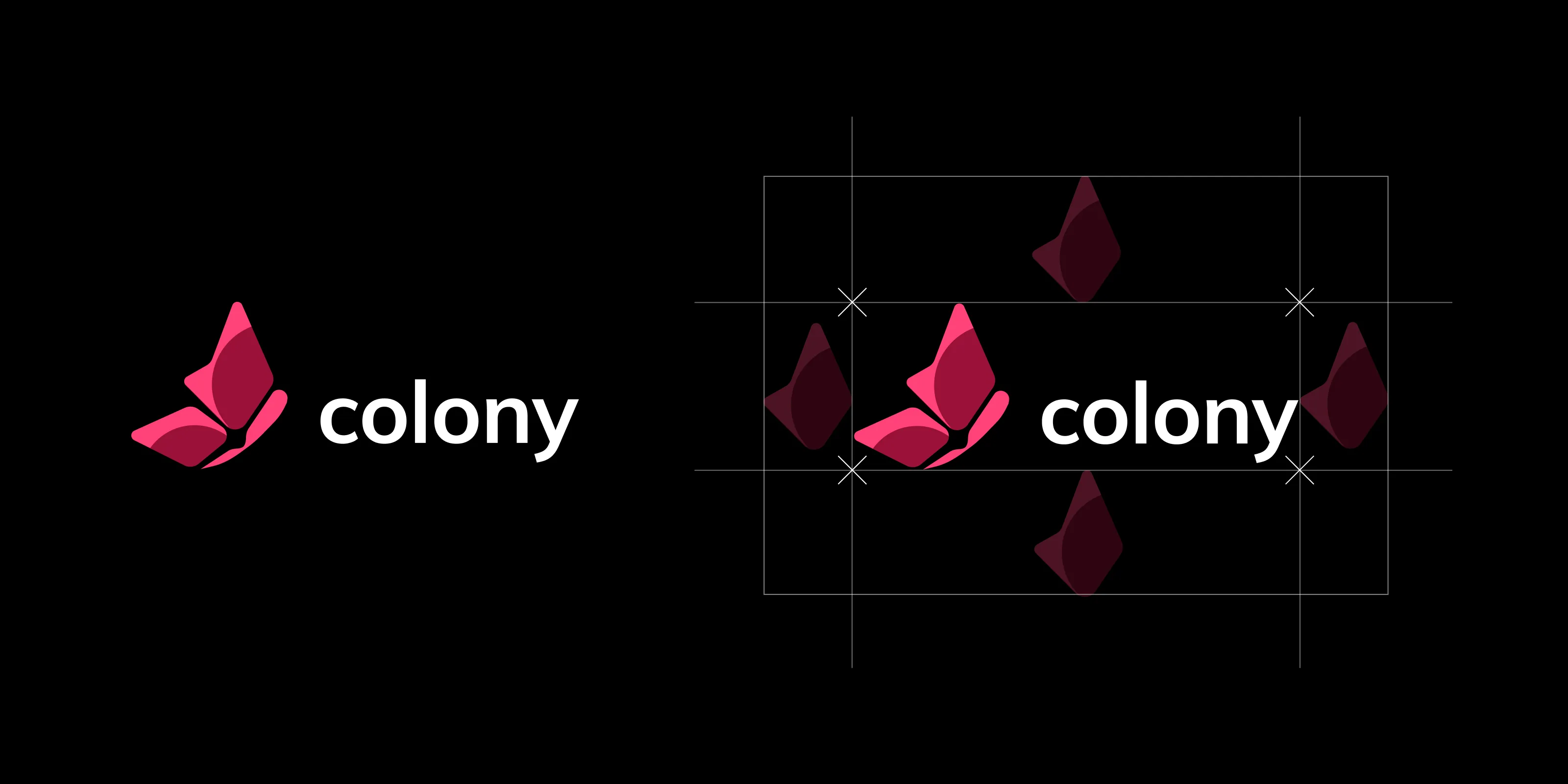 Colony logo anatomy — butterfly mark construction