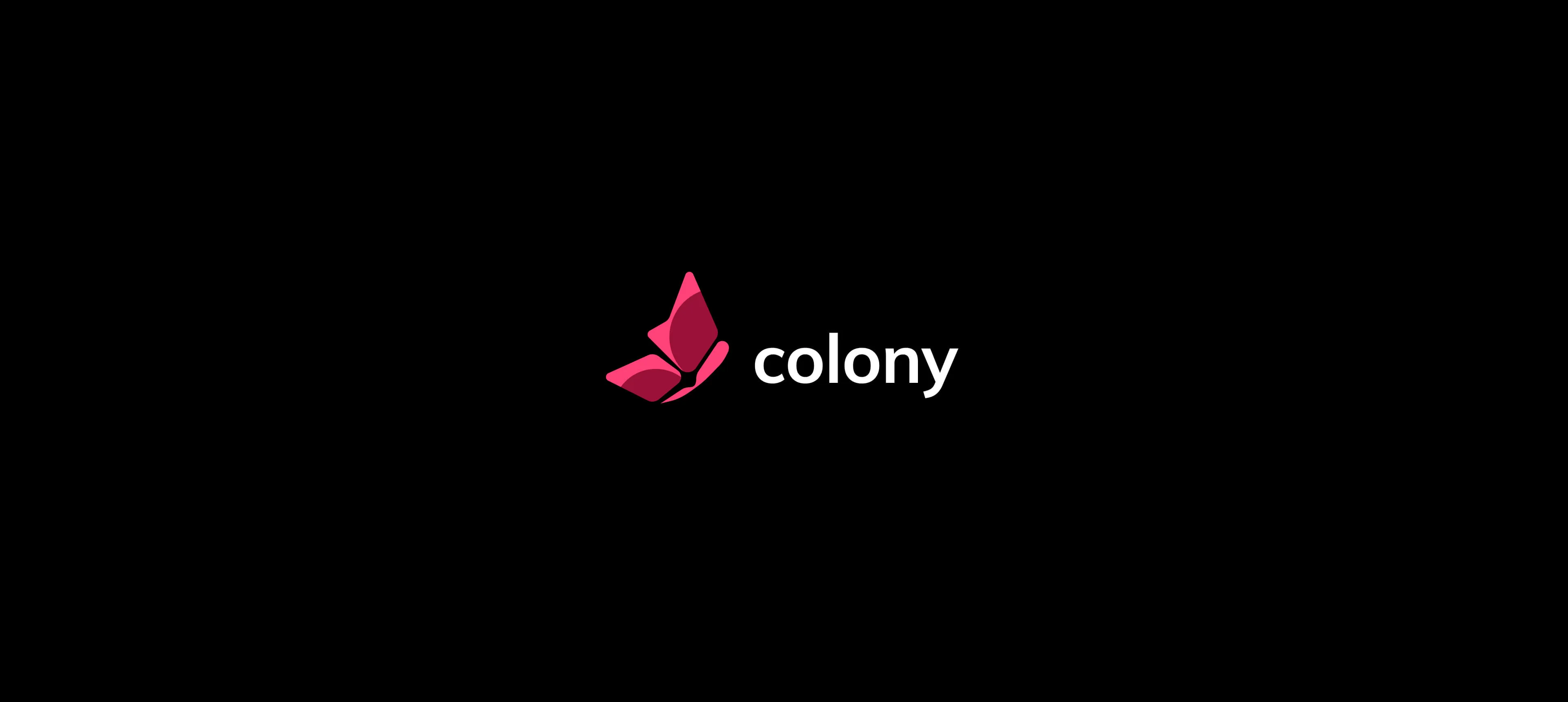 Colony logo and wordmark — butterfly mark on black background