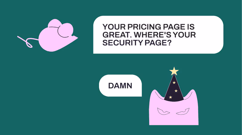Comic — visitor asking where your security page is