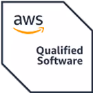 AWS Qualified Software badge with AWS logo and orange arrow.