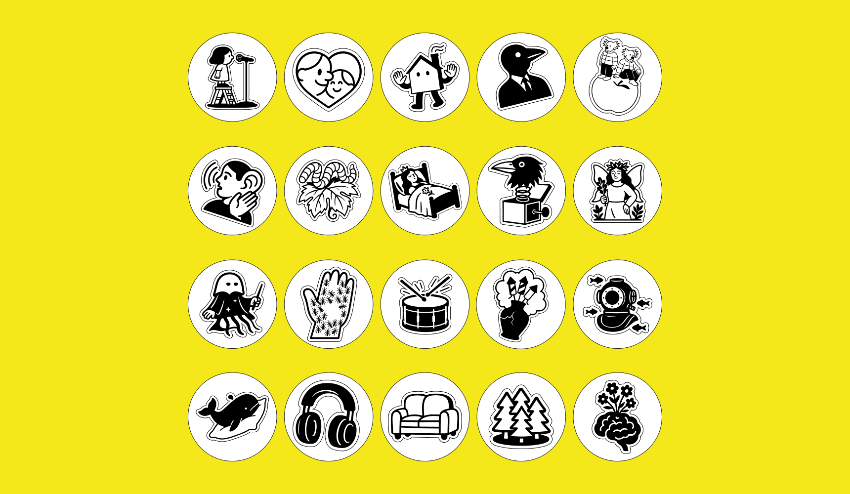 Stickers arrangé par colonne en blanc