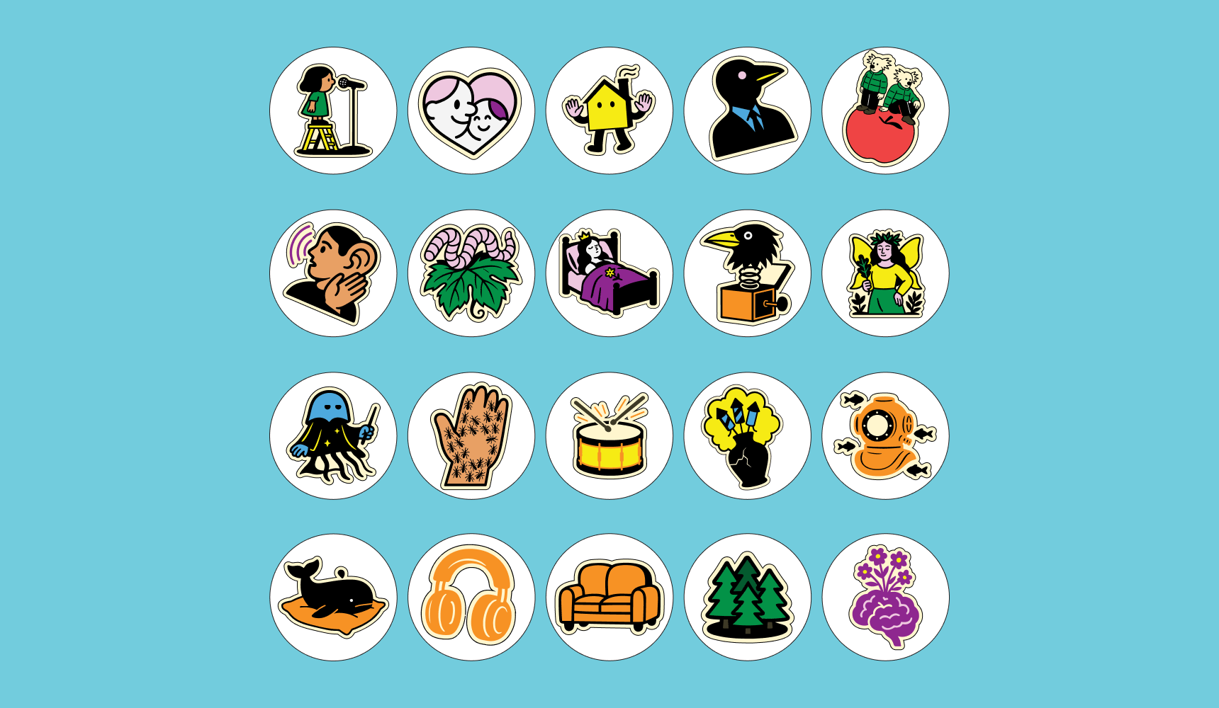 Stickers arrangé par colonne en couleur