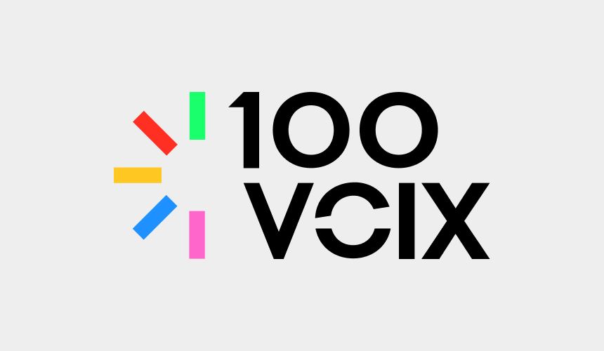 logo 100 voix sur fond gris
