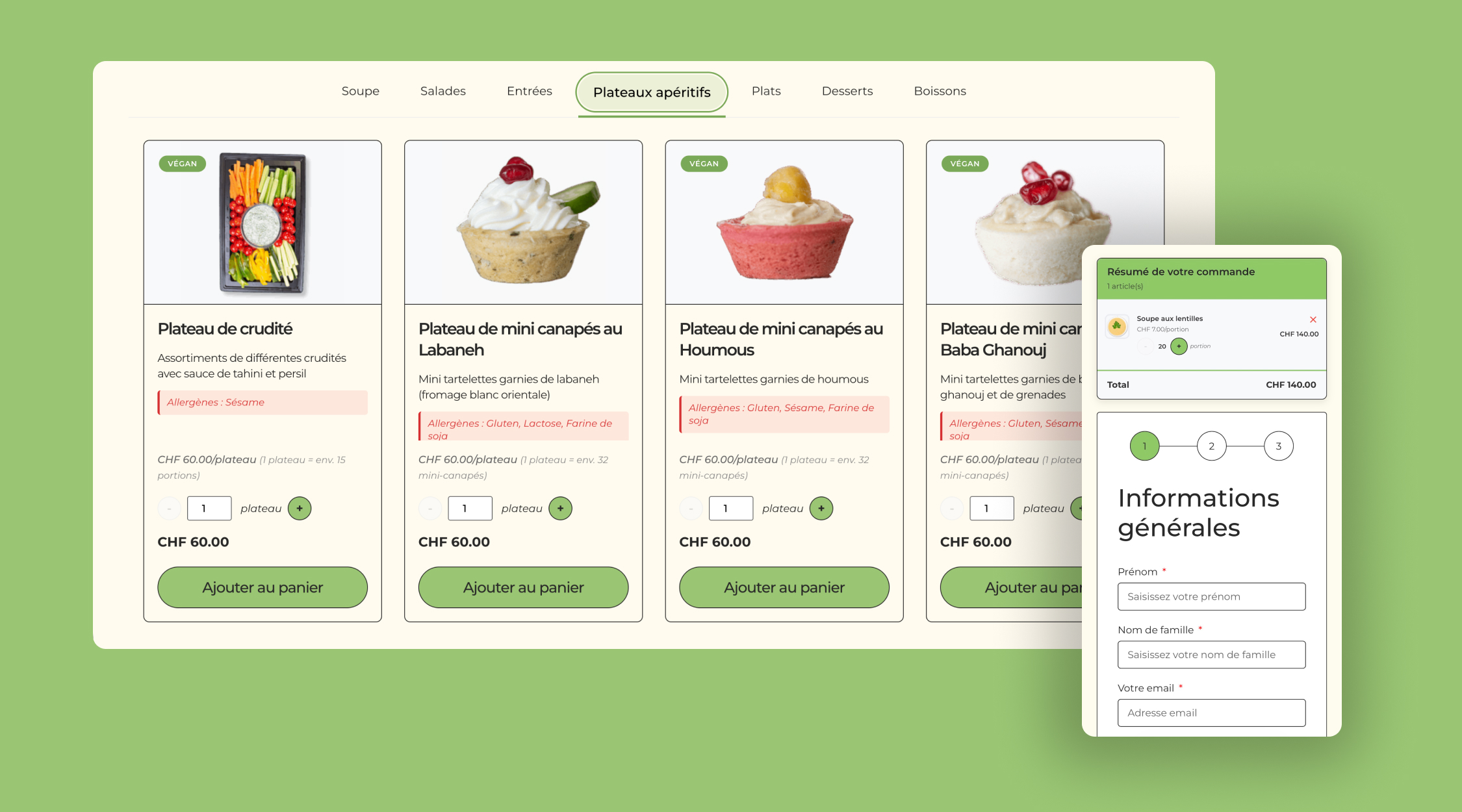 captures d'écran desktop et mobile du site chef falafel service traiteur