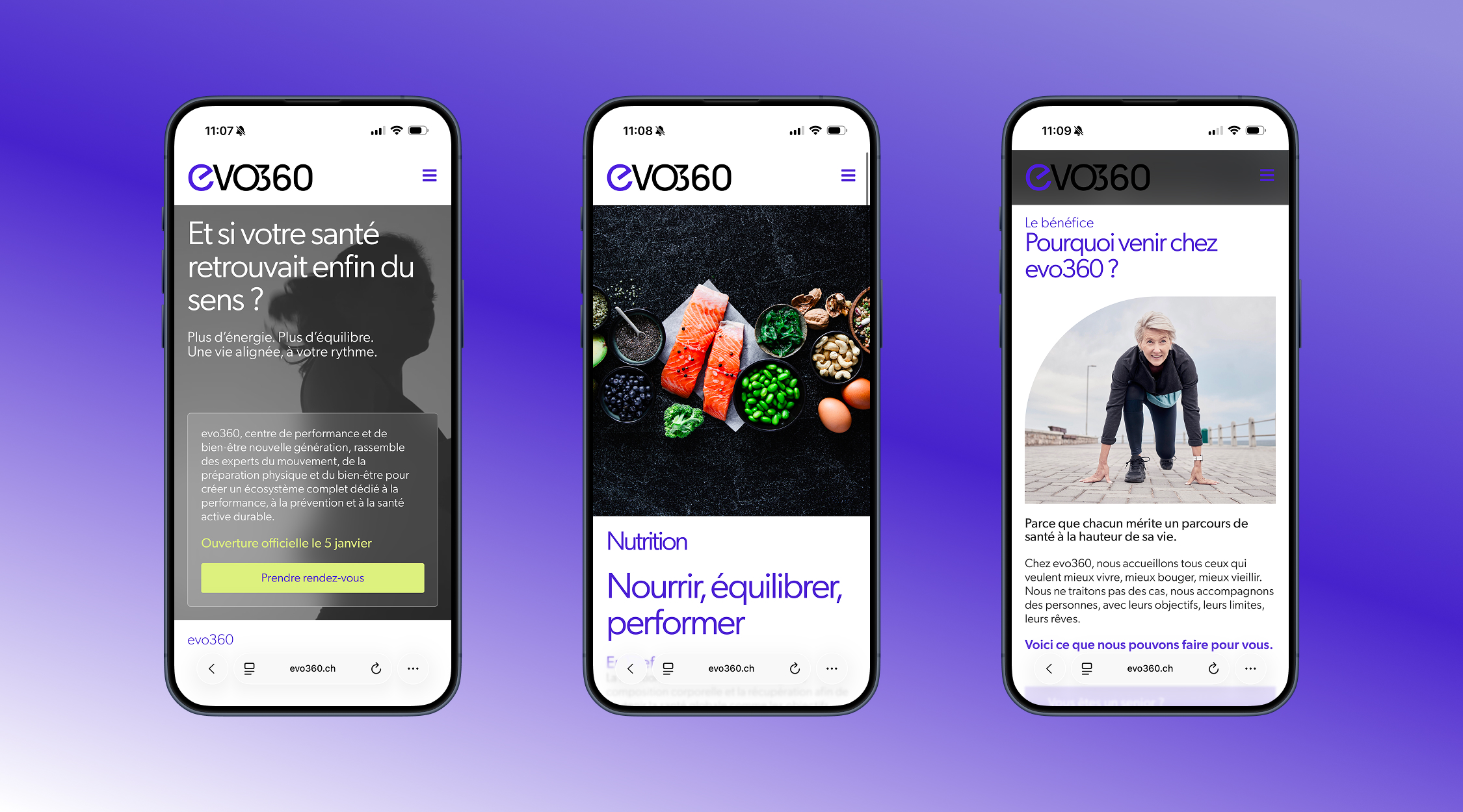 capture d'écrans d'iphone avec plusieurs écran d'évo360