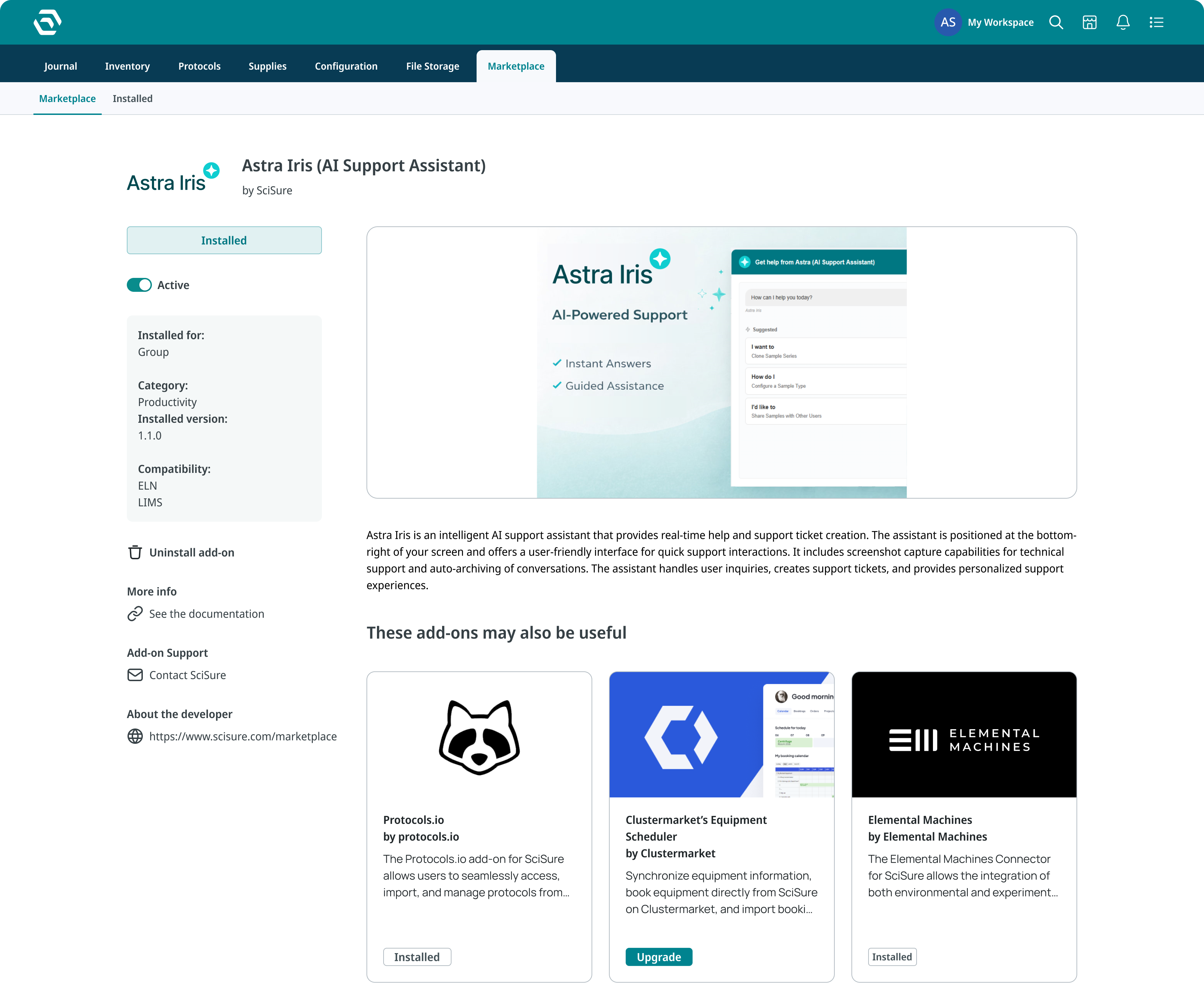 SciSure tasks screen
