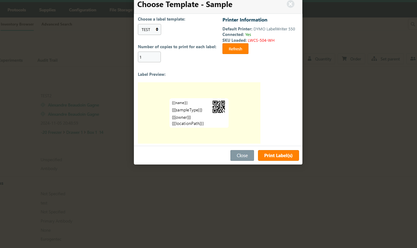 Set print parameters