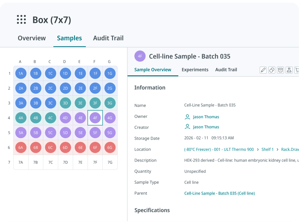 SciSure ELN's sample management template