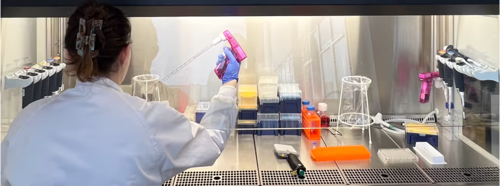 A researcher from Myllia Biotechnology at her lab