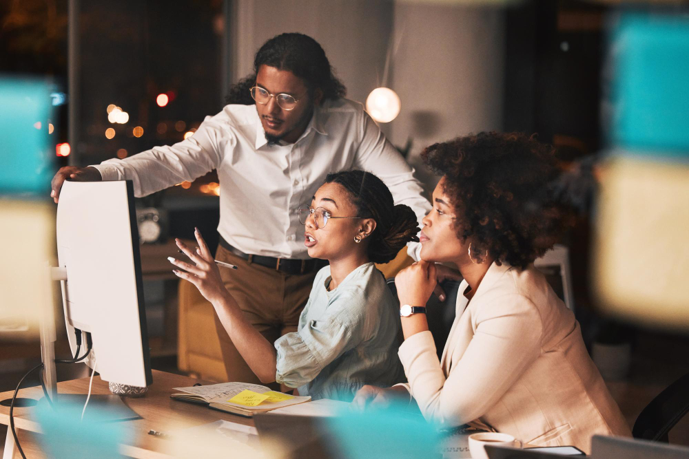 employees in an office talking - Top AI Tools