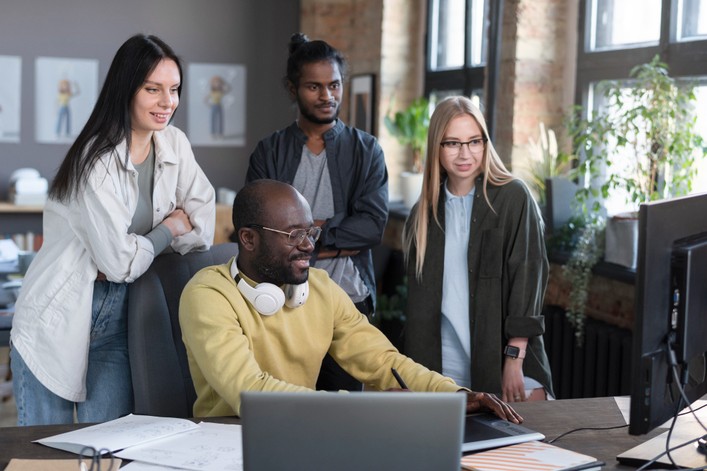 employeesworking in an office - AI Agency Business Model