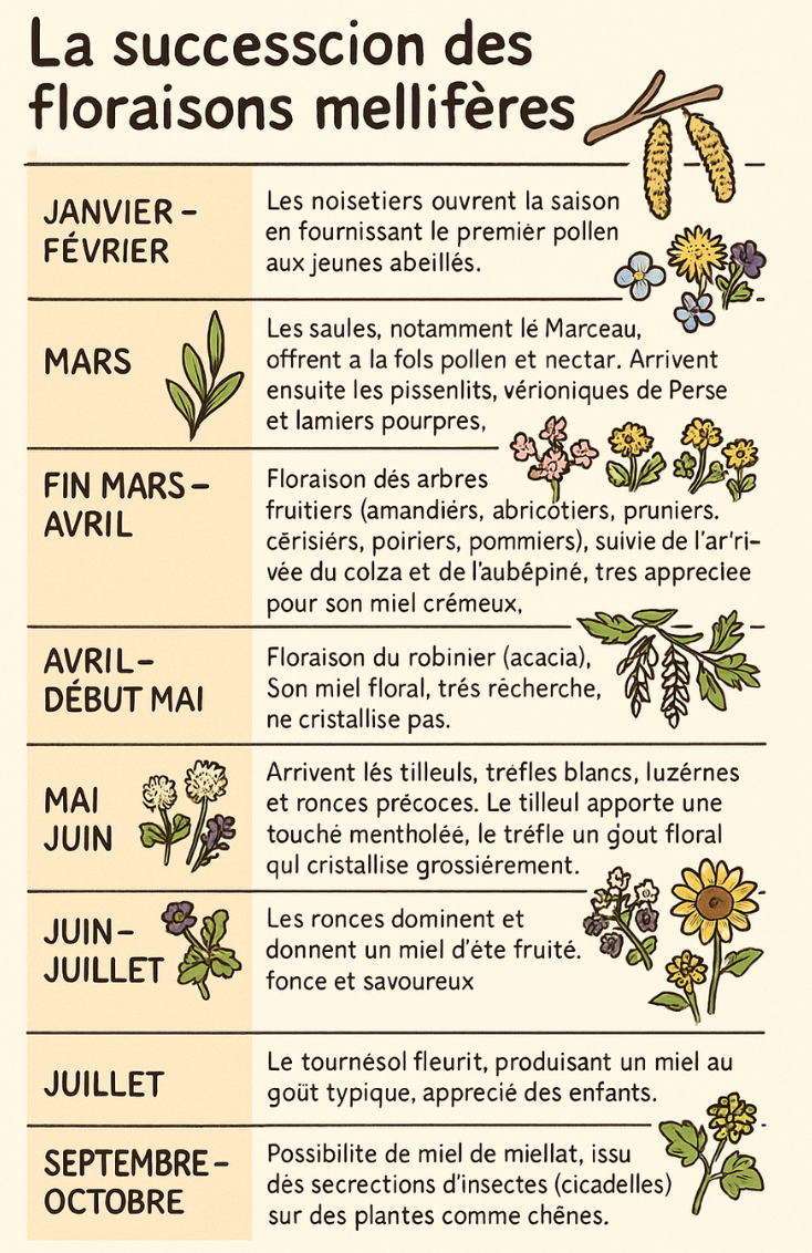 La succession des floraisons mellifères
