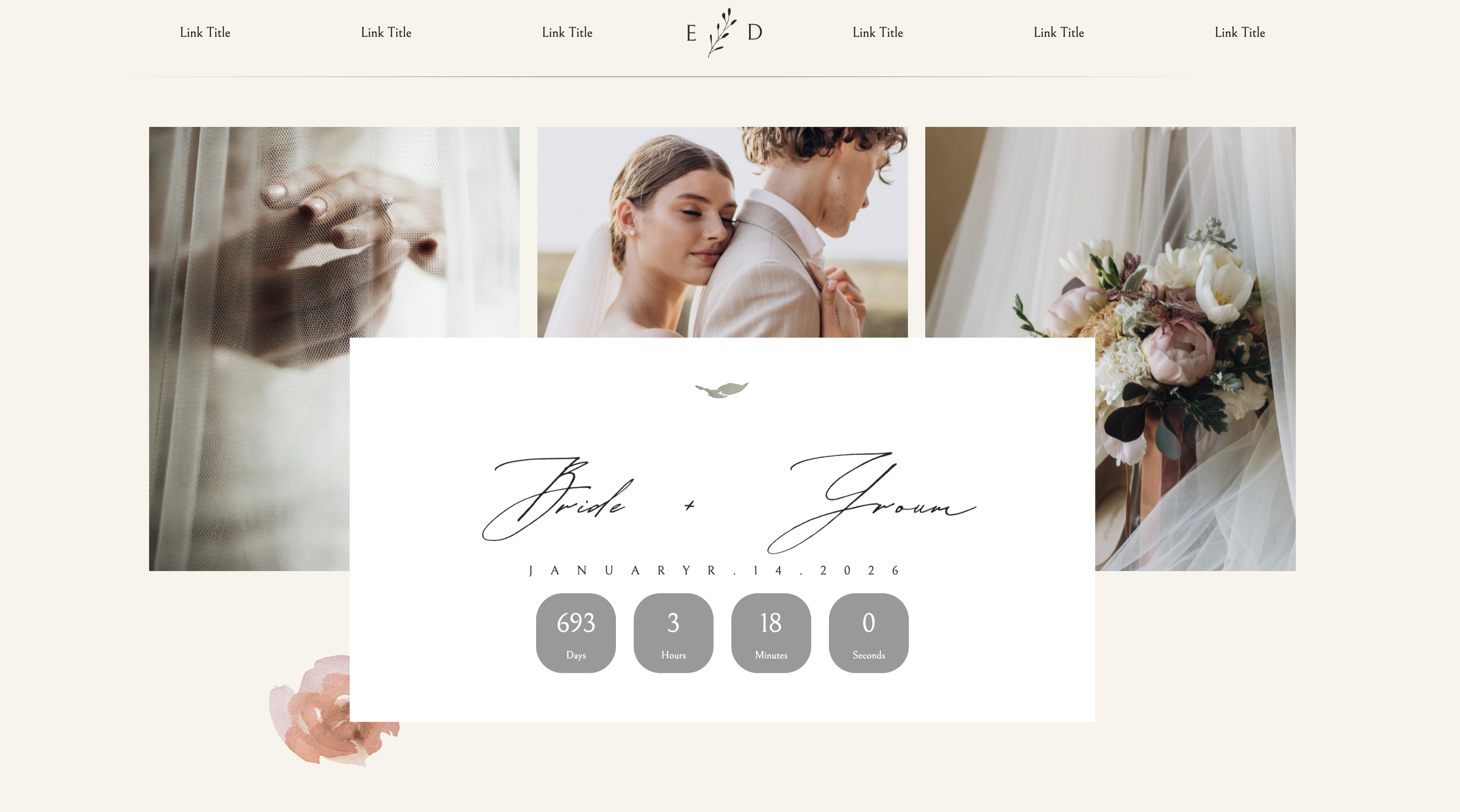 Elegant wedding website template for modern couples. Responsive romantic design with RSVP, gallery, and event details. Easy to customize and perfect for wedding planners.