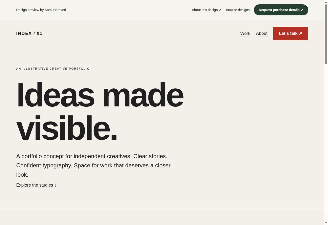 Homepage preview of the Creative Portfolio website design