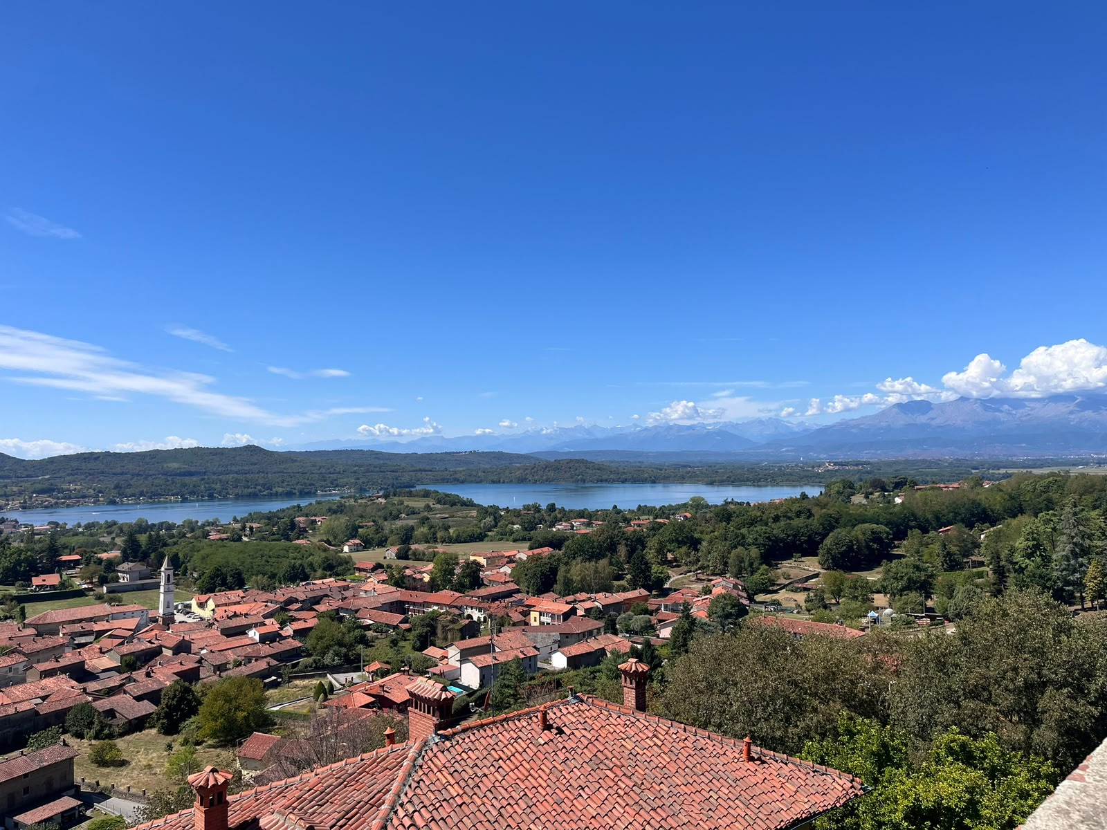 View across Roppolo and Lake Viverone near local Airbnb stays.
