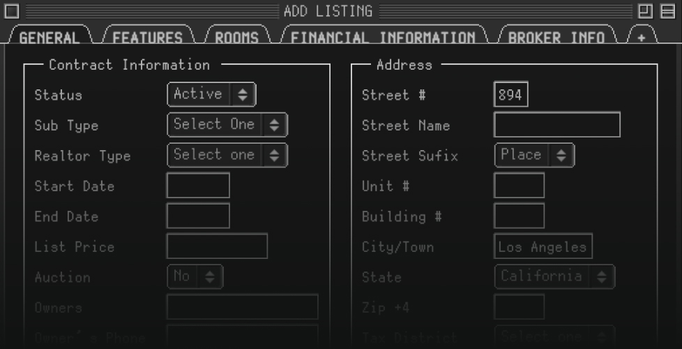 Legacy MLS listing entry forms