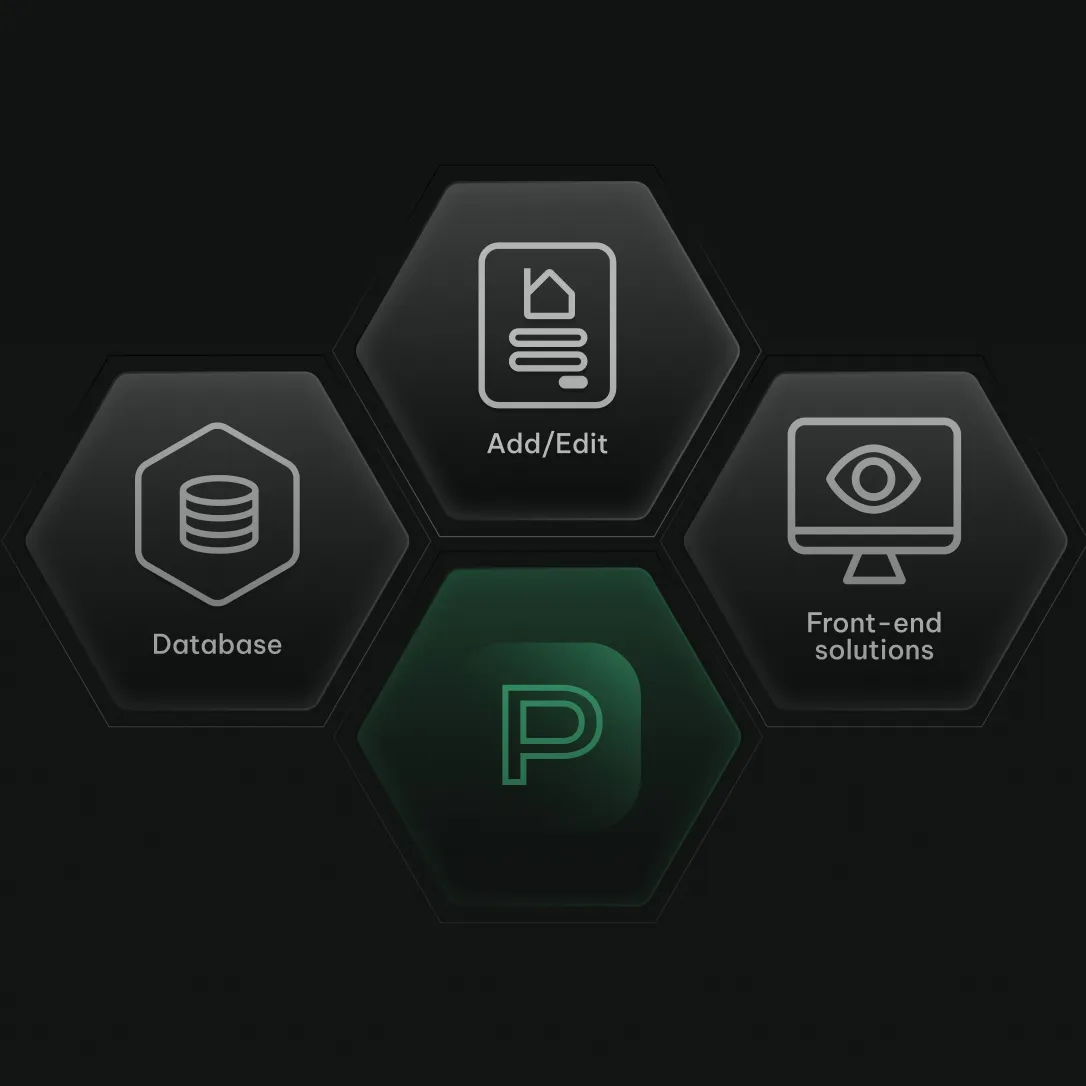 Perchwell full modular platform with Add/Edit, Database, and Front End