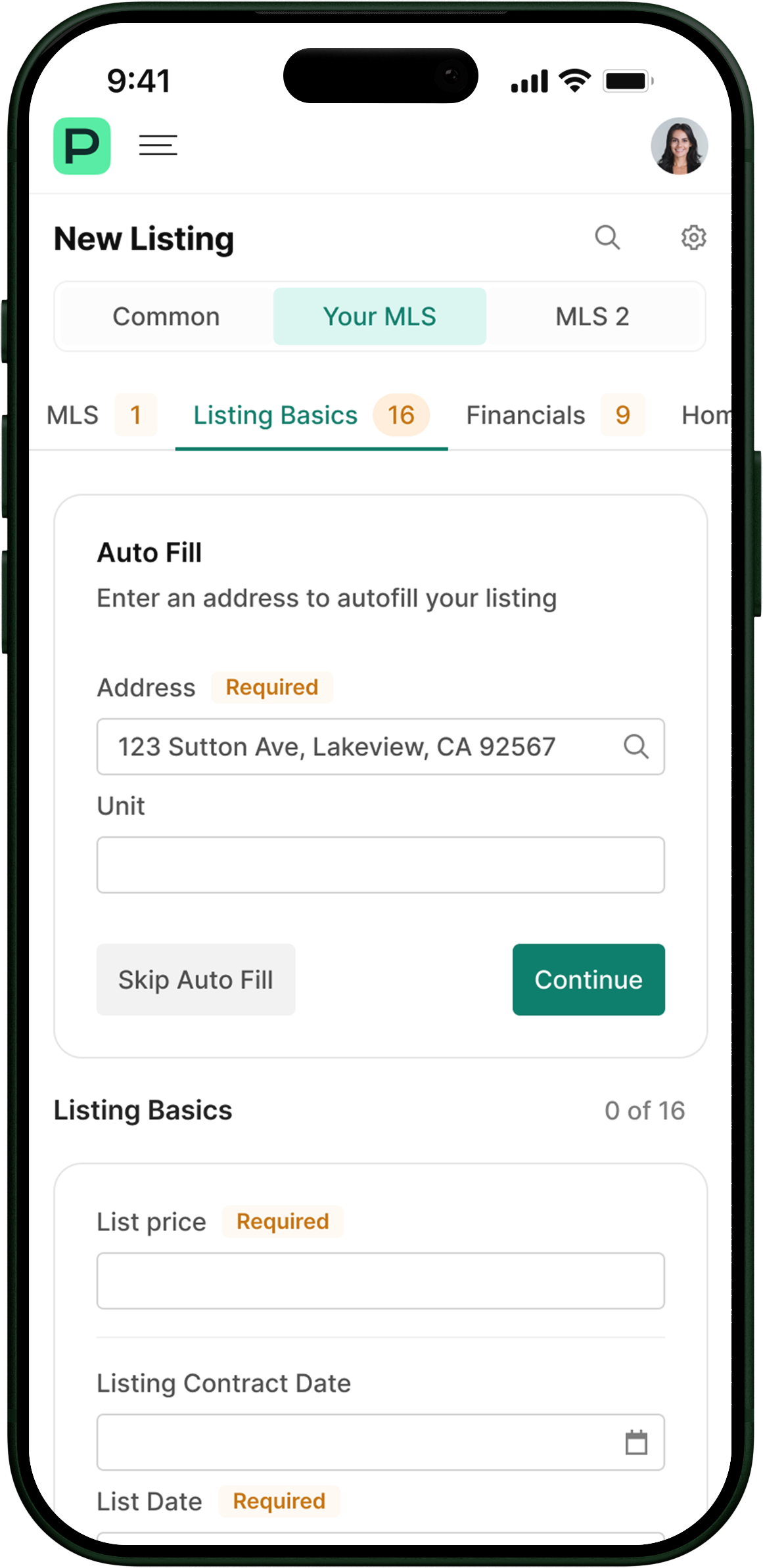 Perchwell Add/Edit listing form on iPhone