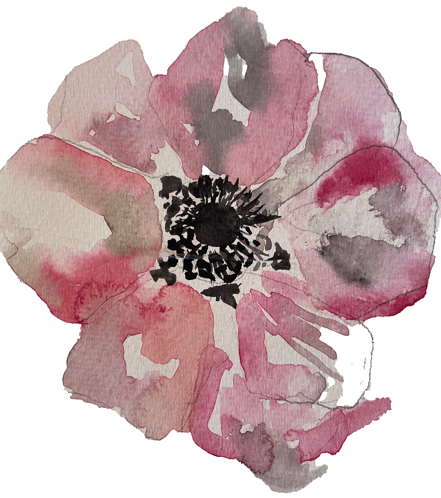 Watercolored purple flower