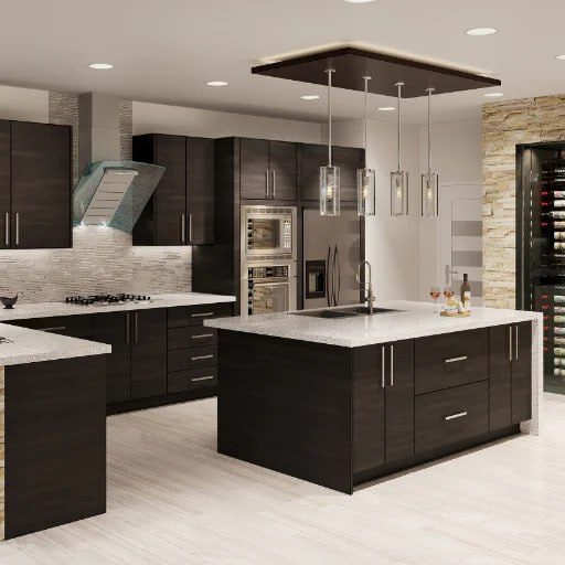 Kitchen with Torino Gray Wood pre-finished cabinet doors