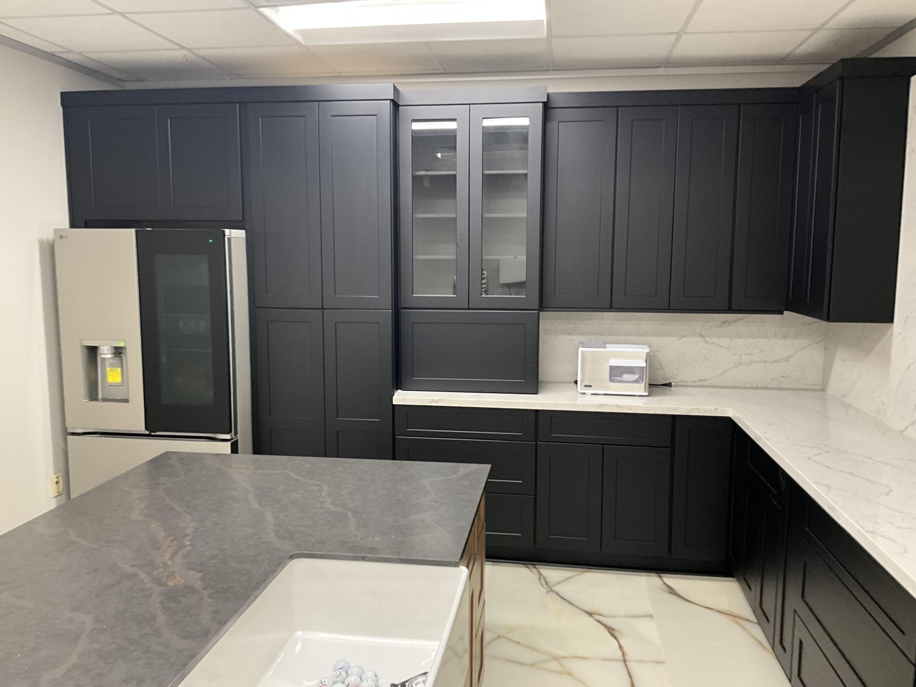 Kitchen with Iron Black pre-finished cabinet doors