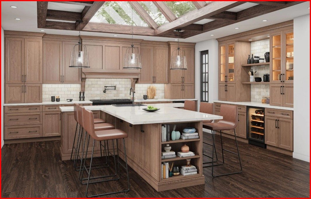 Kitchen with Oxford Toffee pre-finished cabinet doors