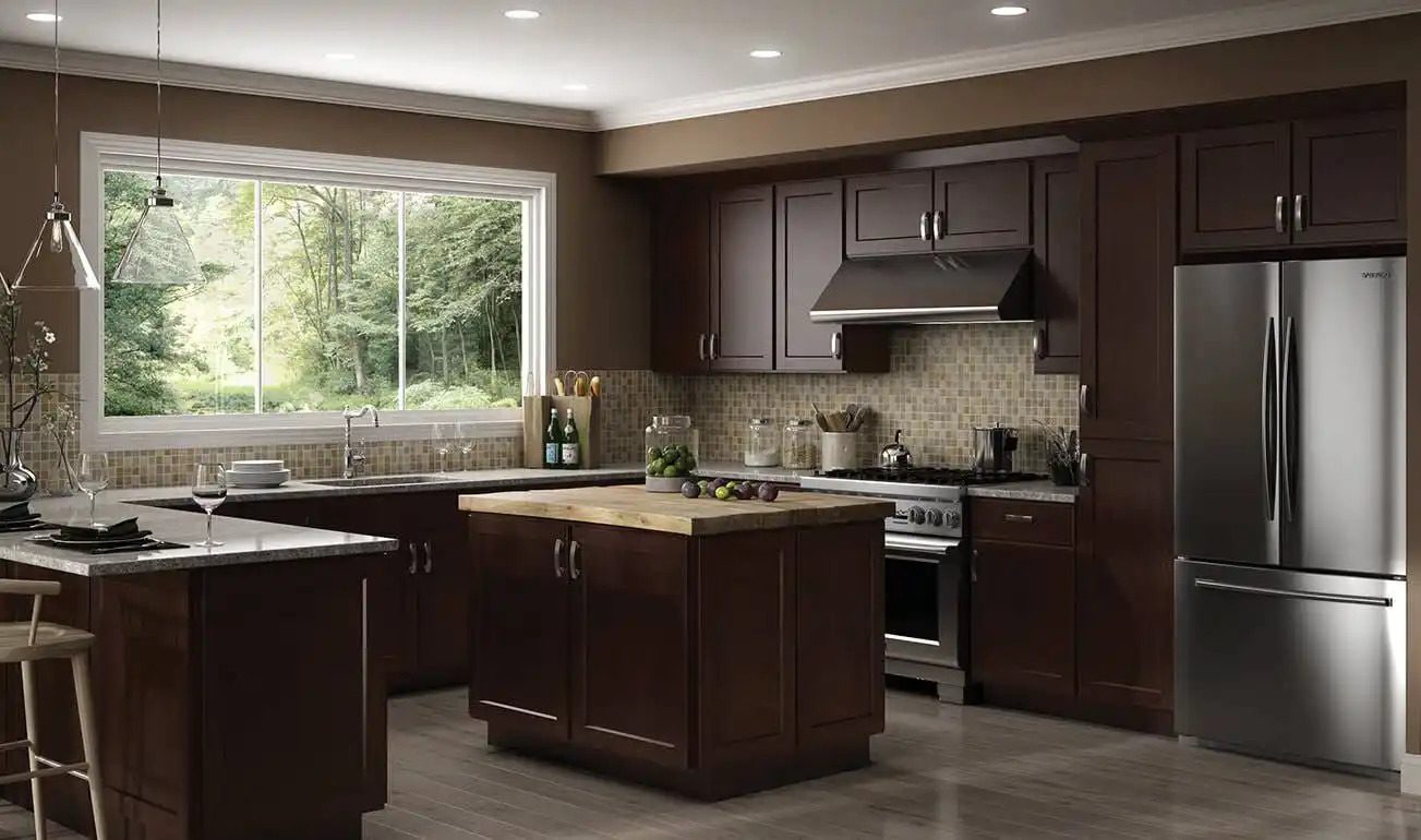 Kitchen with Shaker Espresso pre-finished cabinet doors