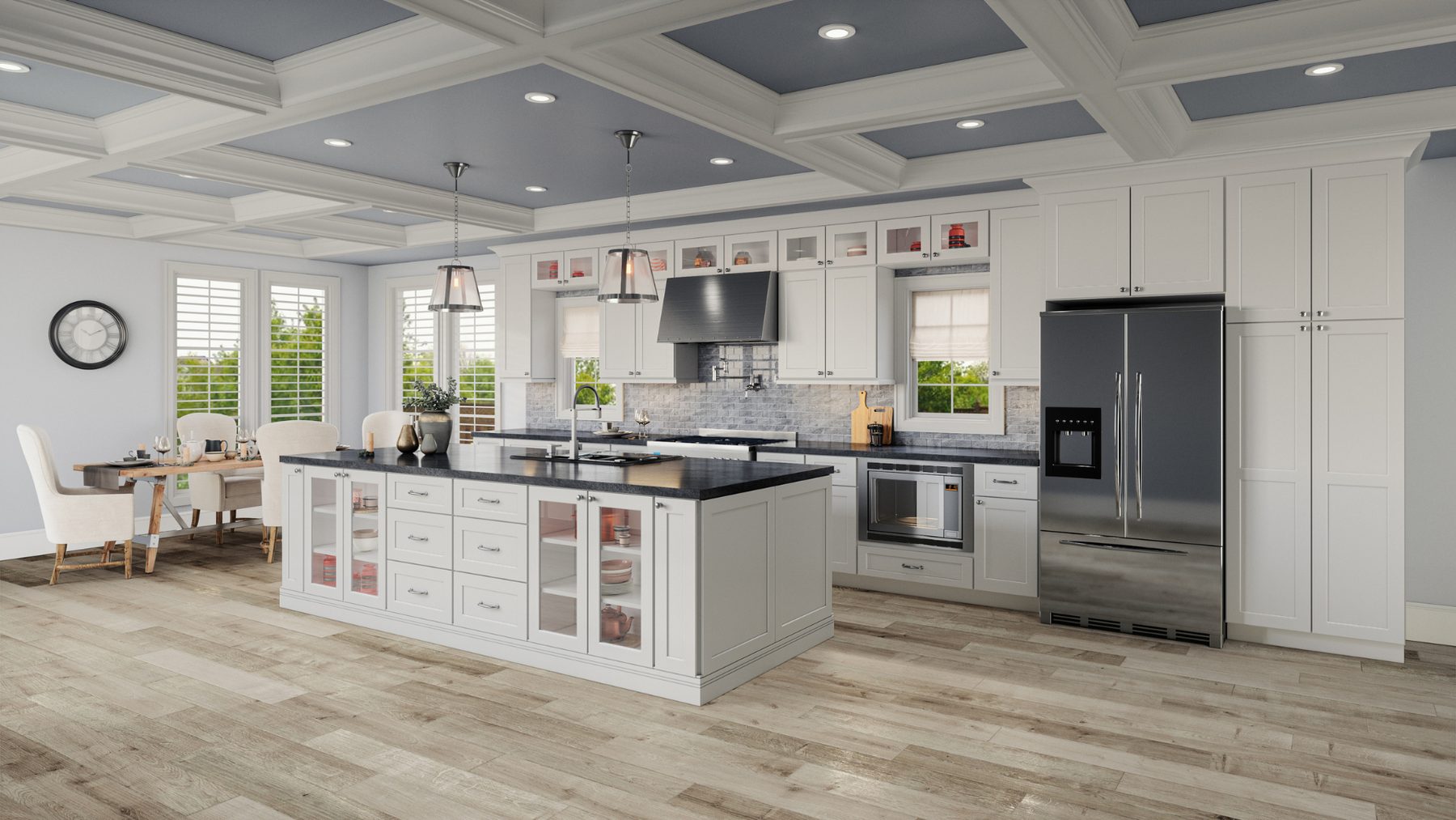 Kitchen with Shaker White pre-finished cabinet doors