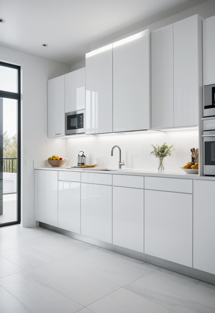 Kitchen with Palermo Gloss White pre-finished cabinet doors