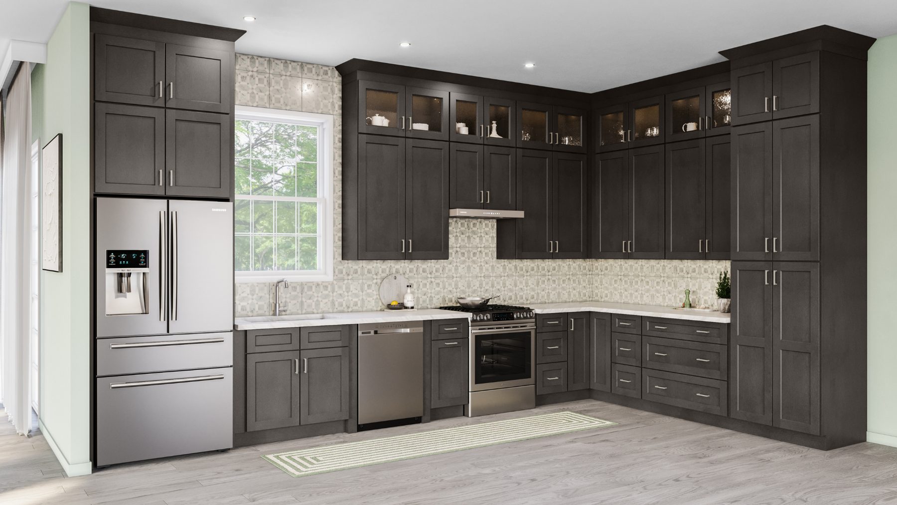 Kitchen with Shaker Cinder pre-finished cabinet doors