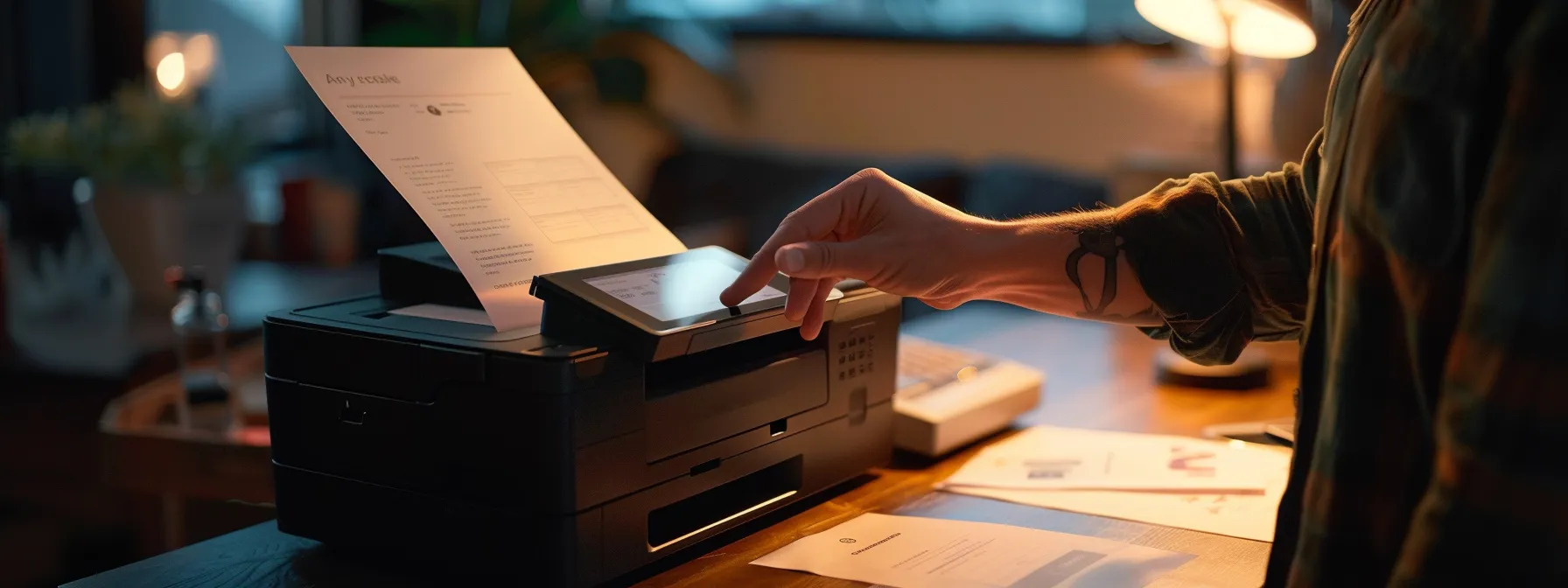 a person setting up their hp printer for instant ink subscription service.