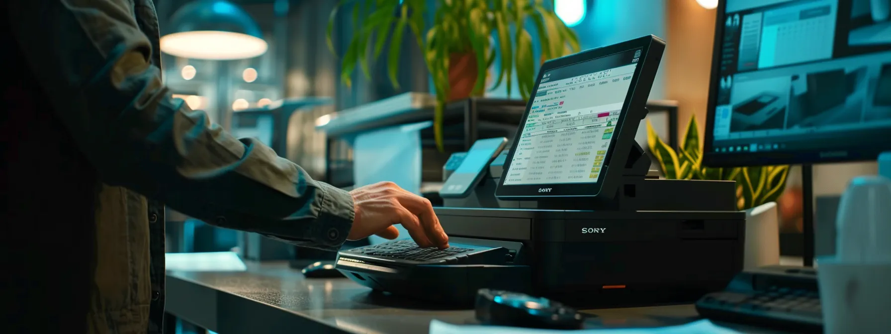 a person checking the firmware status on their hp printer screen.