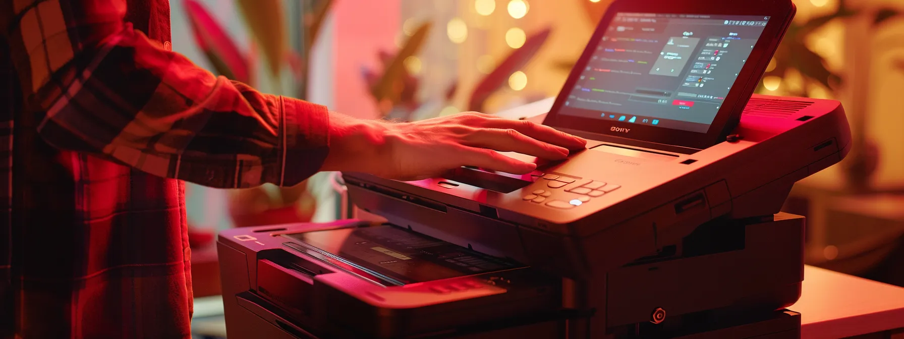 a person adjusting settings on a canon printer to maximize performance.
