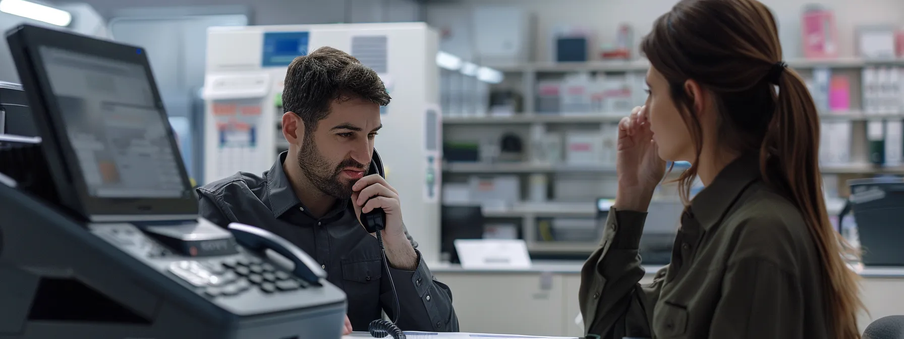 a customer chatting on the phone with a brother printer support technician.