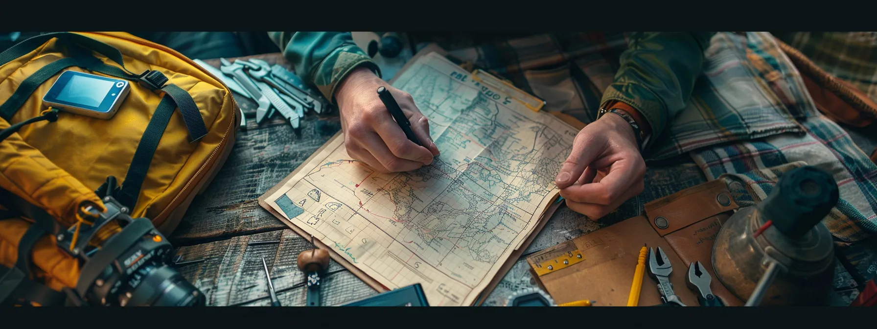 a person laying out tools and notes in preparation for a support call with brother.
